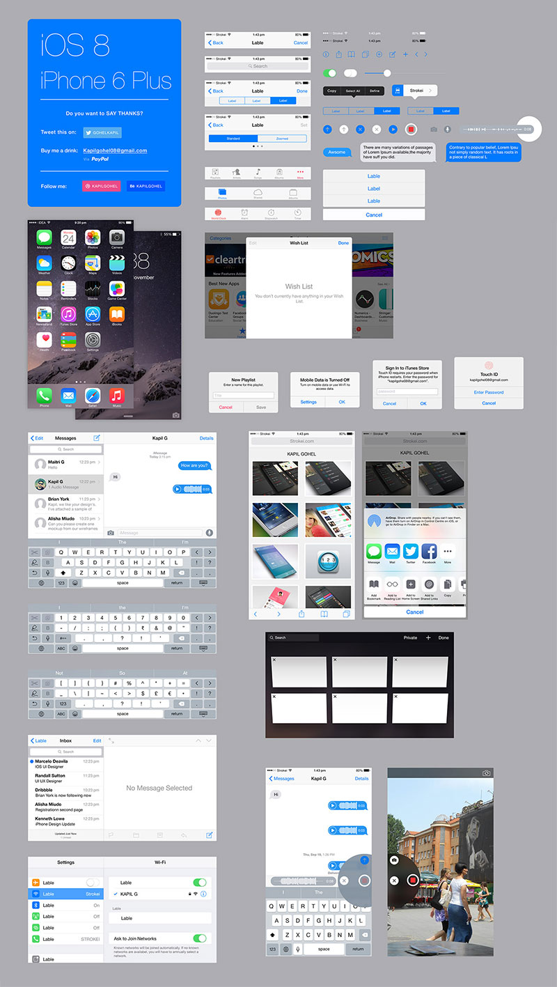 iOS 8 iPhone 6 Plus GUI PSD源文件